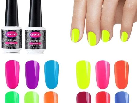 Clavuz Esmaltes Semipermanentes en Gel UV LED, 12pcs Neon Esmaltes de Uñas Soak-off (12 colores) Embalaje Deteriorado Hot on Sale