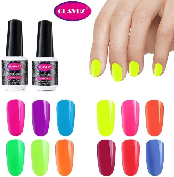 Clavuz Esmaltes Semipermanentes en Gel UV LED, 12pcs Neon Esmaltes de Uñas Soak-off (12 colores) Embalaje Deteriorado Hot on Sale